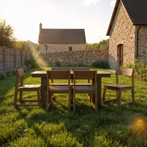 7-Piece Outdoor Dining Set with HDPE Patio Table & 6 Armless Chairs