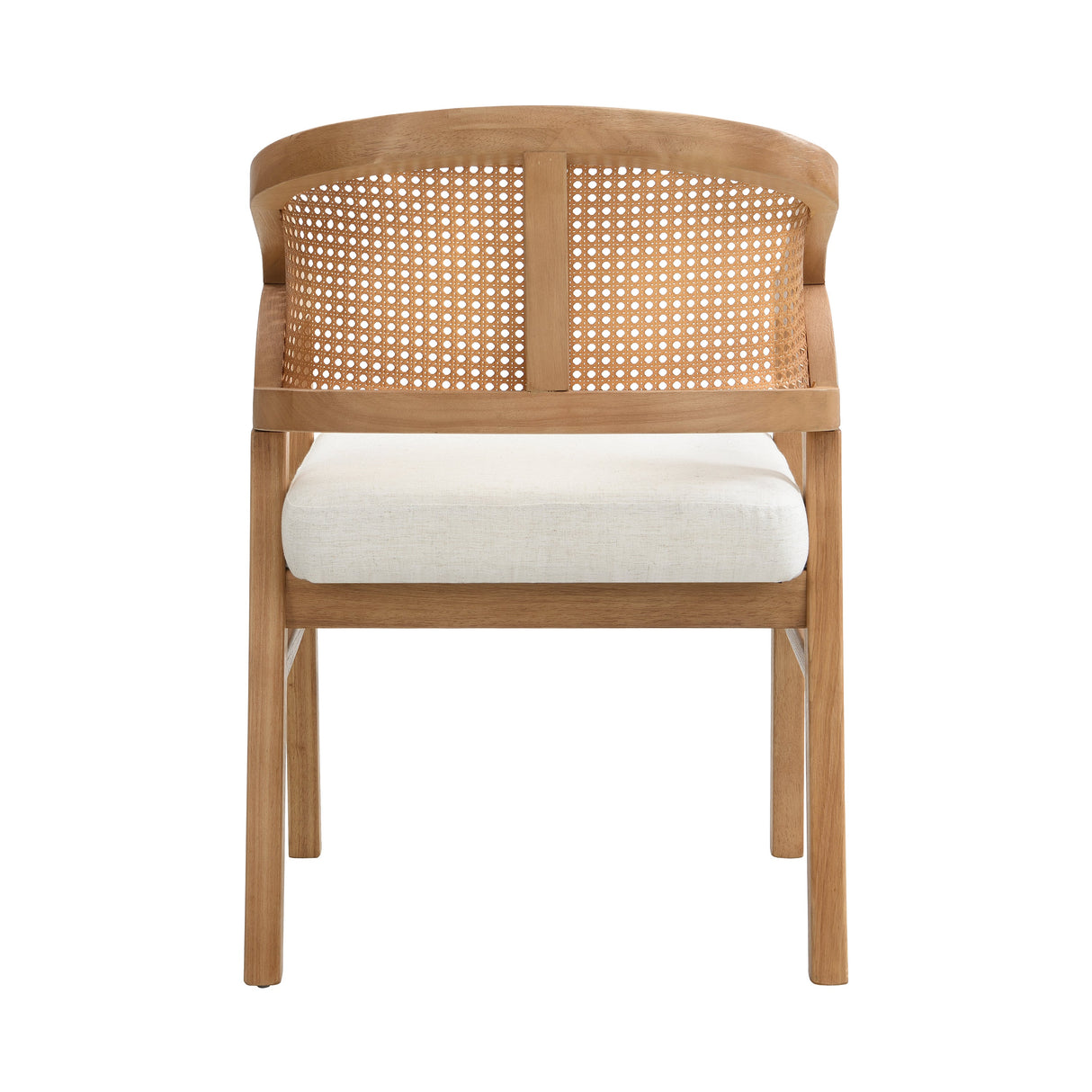 Wooden Frame Dining Chair with Rattan Back, Set of 2