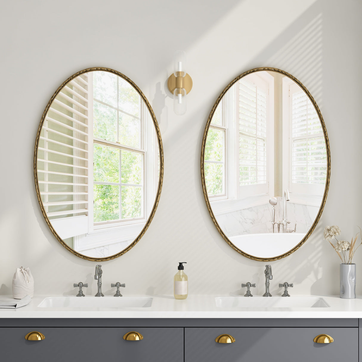 Iron Art Oval Retro Mirror in Gold with Antique Effect