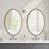 Iron Art Oval Retro Mirror in Gold with Antique Effect
