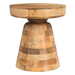 Handcrafted Mango Wood Accent Table with Sculptural Design - Multiple Colors