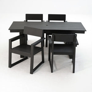 5 Piece Outdoor Dining Set with Umbrella Hole and 4 Armrest Chairs