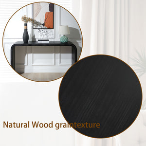 Black Wood Console Table, 59in Entryway Table