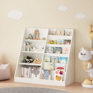 Bookshelf And Toy Storage Organizer, 4 Tier Bookcase With Display Stand For Playroom