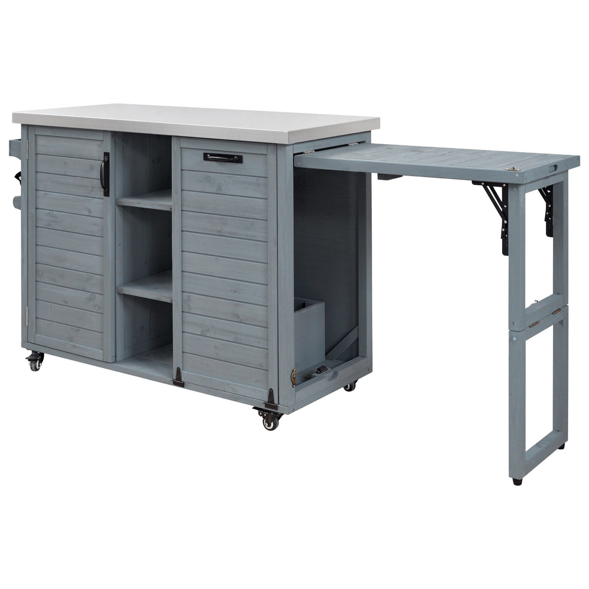 K&K 78.3' Outdoor Kitchen Island with Foldable Grill Table