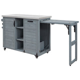 K&K 78.3' Outdoor Kitchen Island with Foldable Grill Table