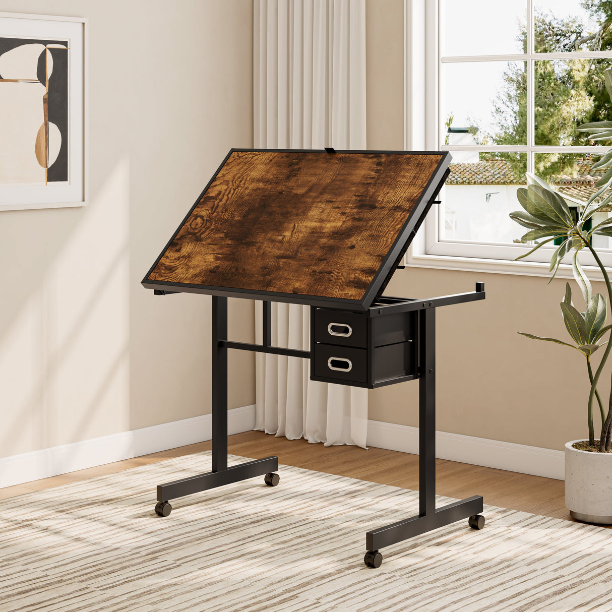 1000 Pieces Jigsaw Puzzle Metal Table with 4 Trays and 2 Drawers
