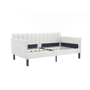 Elena - Boucle Upholstered Daybed, Ribbed Tufted Backrest