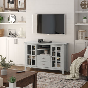 Handcrafted Tall TV Media Stand with Glass Doors and Storage - Multiple Colors