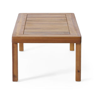 Acacia Wood Loveseat And Coffee Table Set With Cushions