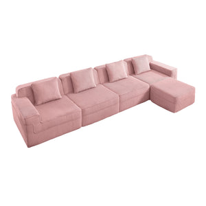Modular 4 Seat L Shape Sectional Boneless Sofa