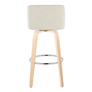Toriano - Contemporary, Fixed Height Barstool Swivel & Round Footrest (Set of 2)