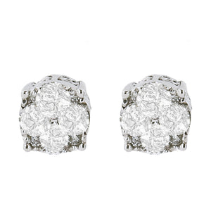 .925 Sterling Silver 1/2 cttw Prong Set Round-Cut Diamond Cluster Stud Earring (I-J Color, I2-I3 Clarity)