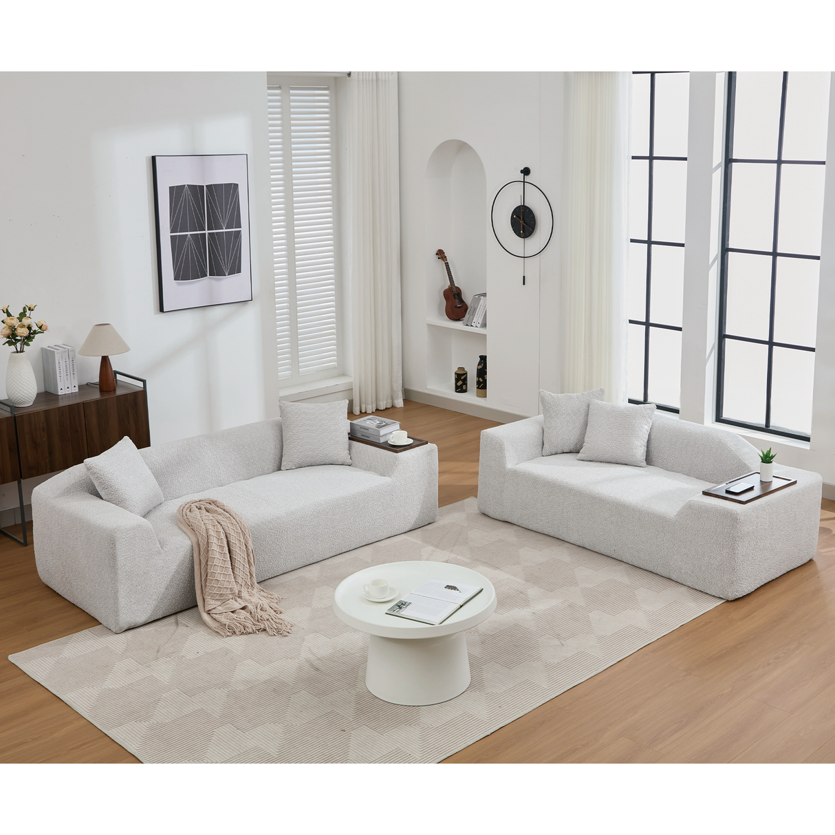 The Sophia Modern Bouclé Two-Piece Sofa Ensemble