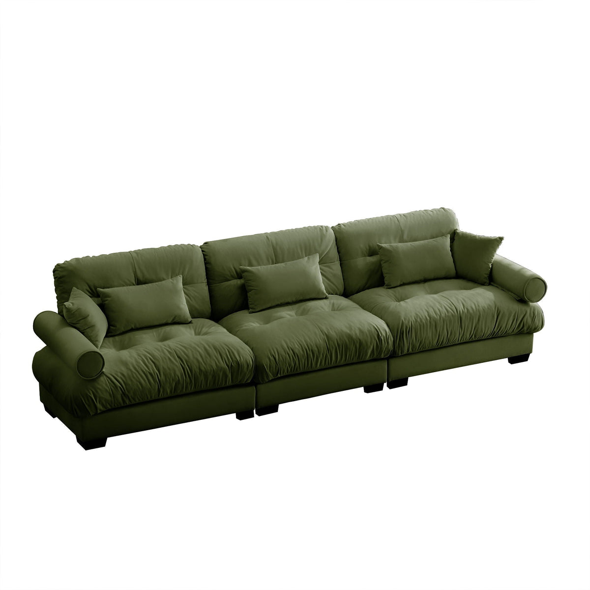 Modern Sofa With Bolstered Armrests And Pillows