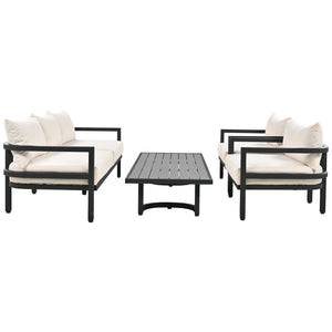 Multi-Person Outdoor Steel Sofa Set with Coffee Table - Beige or Gray