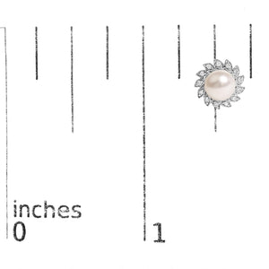 10K White Gold Heirloom-Style Pearl and Diamond Accent Halo Stud Earrings (I-J color, I1-I2 Clarity)