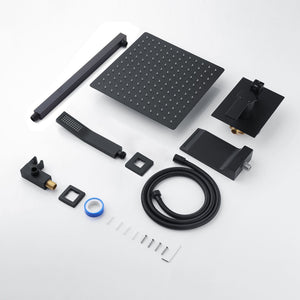 Tub Shower Faucet Set With 12" Rain Shower Head And Handheld Spray Combo