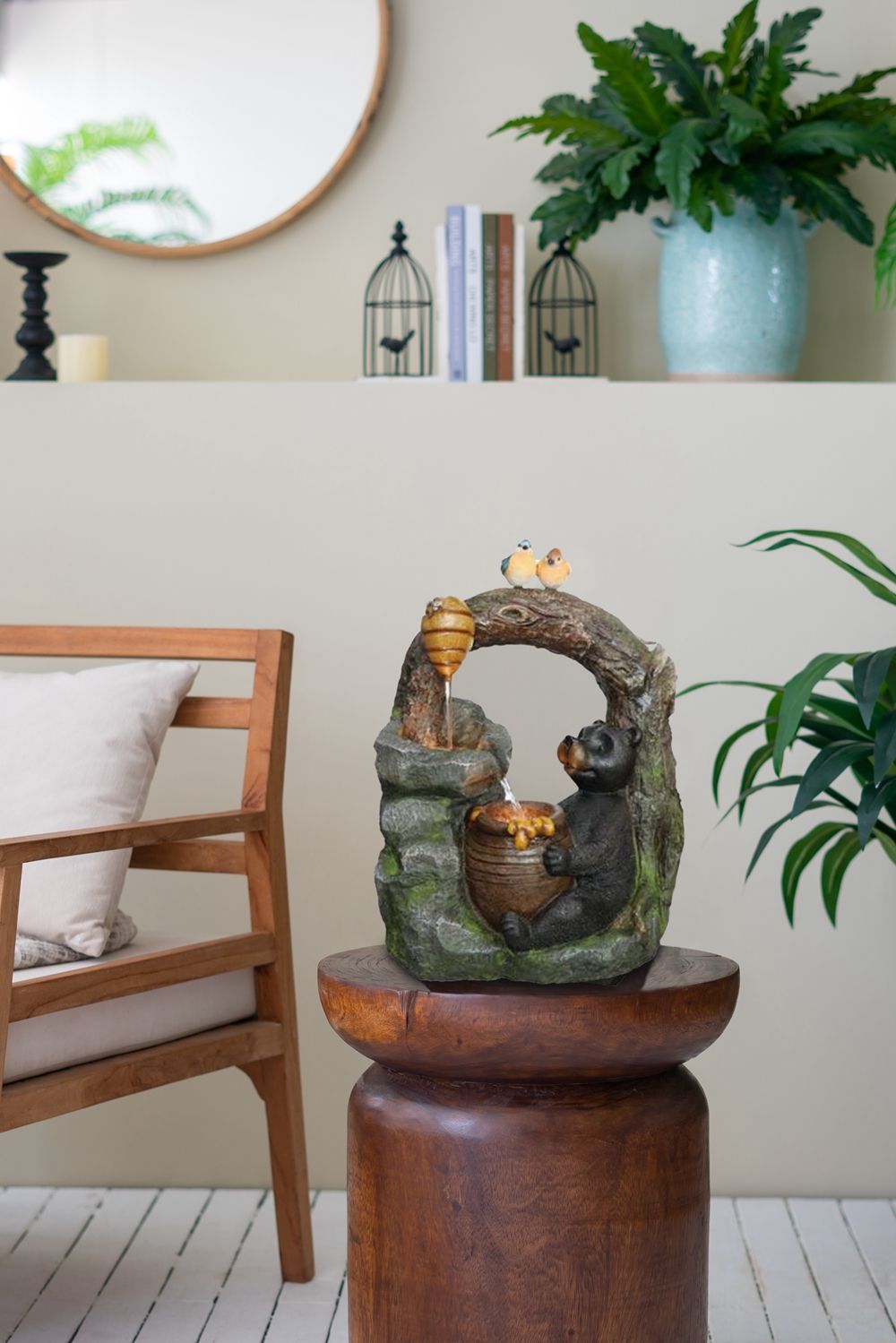 Decorative Two Tiered Outdoor Water Fountain with Woodland Animal Design