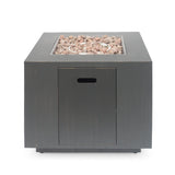 33" Outdoor Iron Square Propane Fire Pit - Brushed Brown