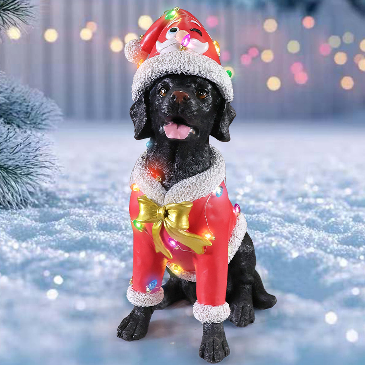 Festive Labrador Christmas Statue