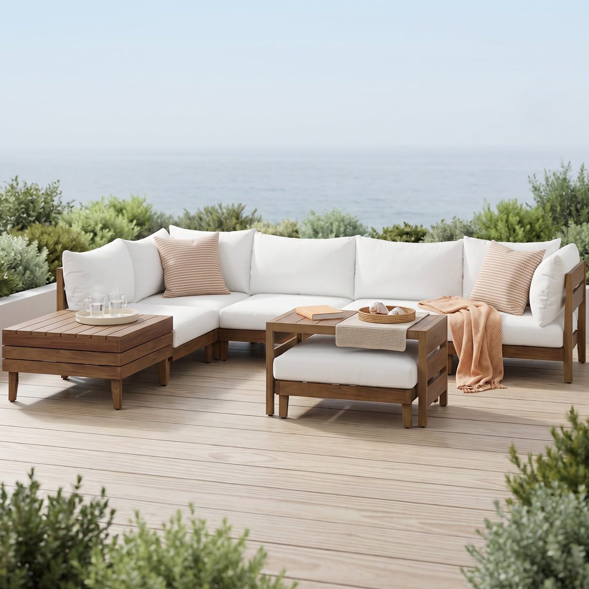 TOPMAX 8-Piece Acacia Wood Outdoor Patio Sofa Set