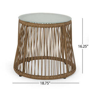Conversation Set With Tempered Glass Table Top - Light Brown