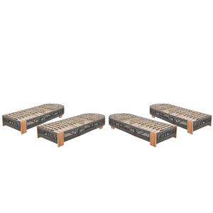 Outdoor Acacia Wood Patio Adjustable Lounge Chair - Grey Rope