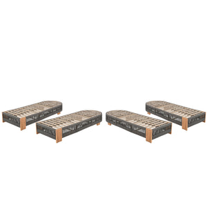 Outdoor Acacia Wood Patio Adjustable Lounge Chair Set of 4 - Grey Rope