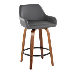Daniella - Contemporary Fixed Height Counter Stool With Swivel With Round Footrest (Set of 2)
