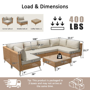 K&K 7-Piece Wicker Patio Furniture Set
