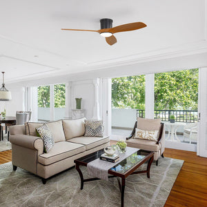 Smart Ceiling Fan With Remote Control, 3 Blades, Dimmable LED Light