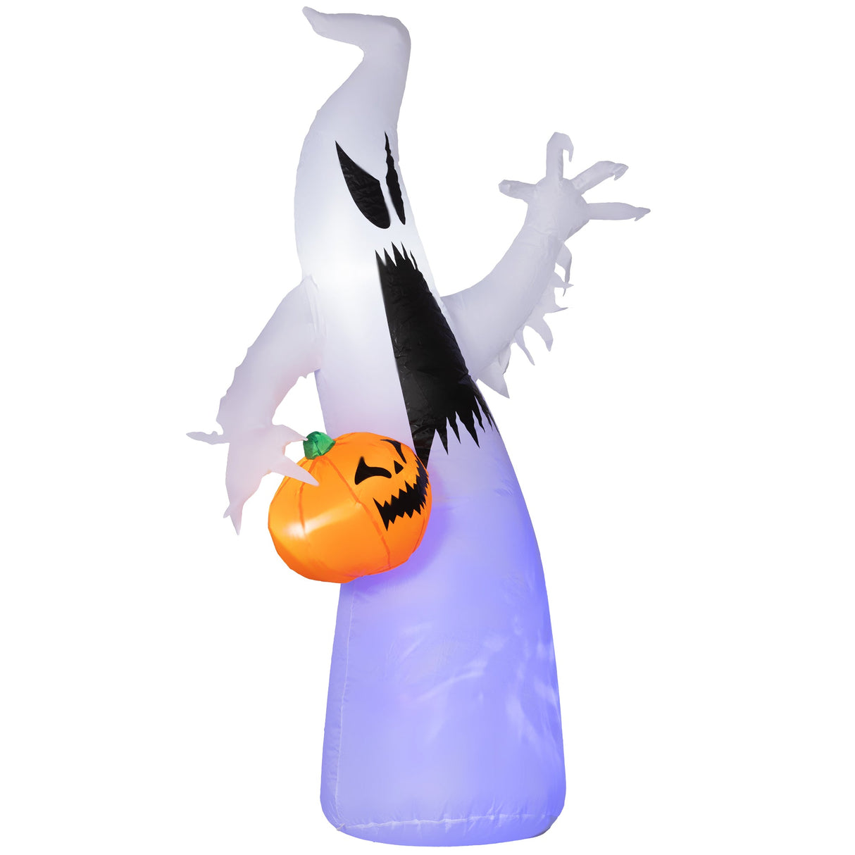HOMCOM 5.9' Halloween Inflatable Outdoor Decoration Ghost with Pumpkin