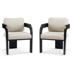 Dining Chairs With Pillow Back (Set of 2) - Beige / Black