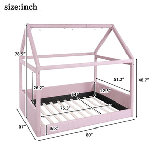 Upholstered House Style Daybed With LED Light Strips
