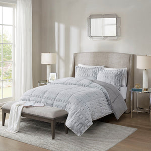 Twin/Twin XL Faux Fur Comforter Mini Set with Hypoallergenic Fill - Grey