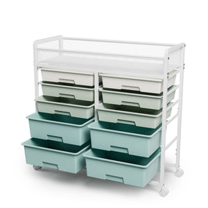 White Large Capacity 2-Row 10-Drawer Rolling Storage Cart