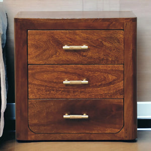 Luca Chestnut Nightstand With 3 Drawers