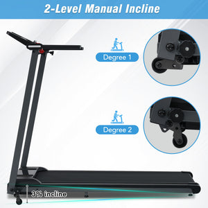 Folding Walking Pad Treadmill For Home With Incline 0.5 7.5Mph - Black