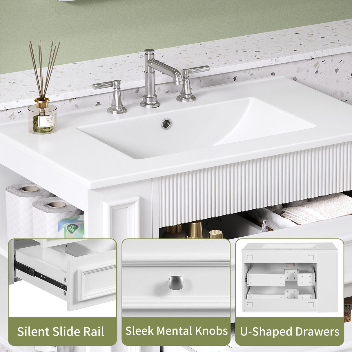 Wall Mounted Bathroom Vanity With 2 Drawers, Sink, Floating Storage Unit