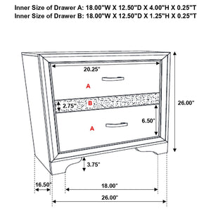 Transitional 2 Drawer Nightstand With Hidden Jewelry Tray