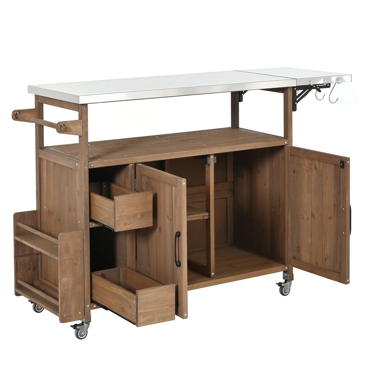 54.33' Farmhouse Rolling Outdoor Kitchen Cart