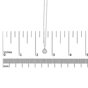 10K White Gold 5MM Cultured Pearl and Diamond Accent Halo Pendant Necklace
