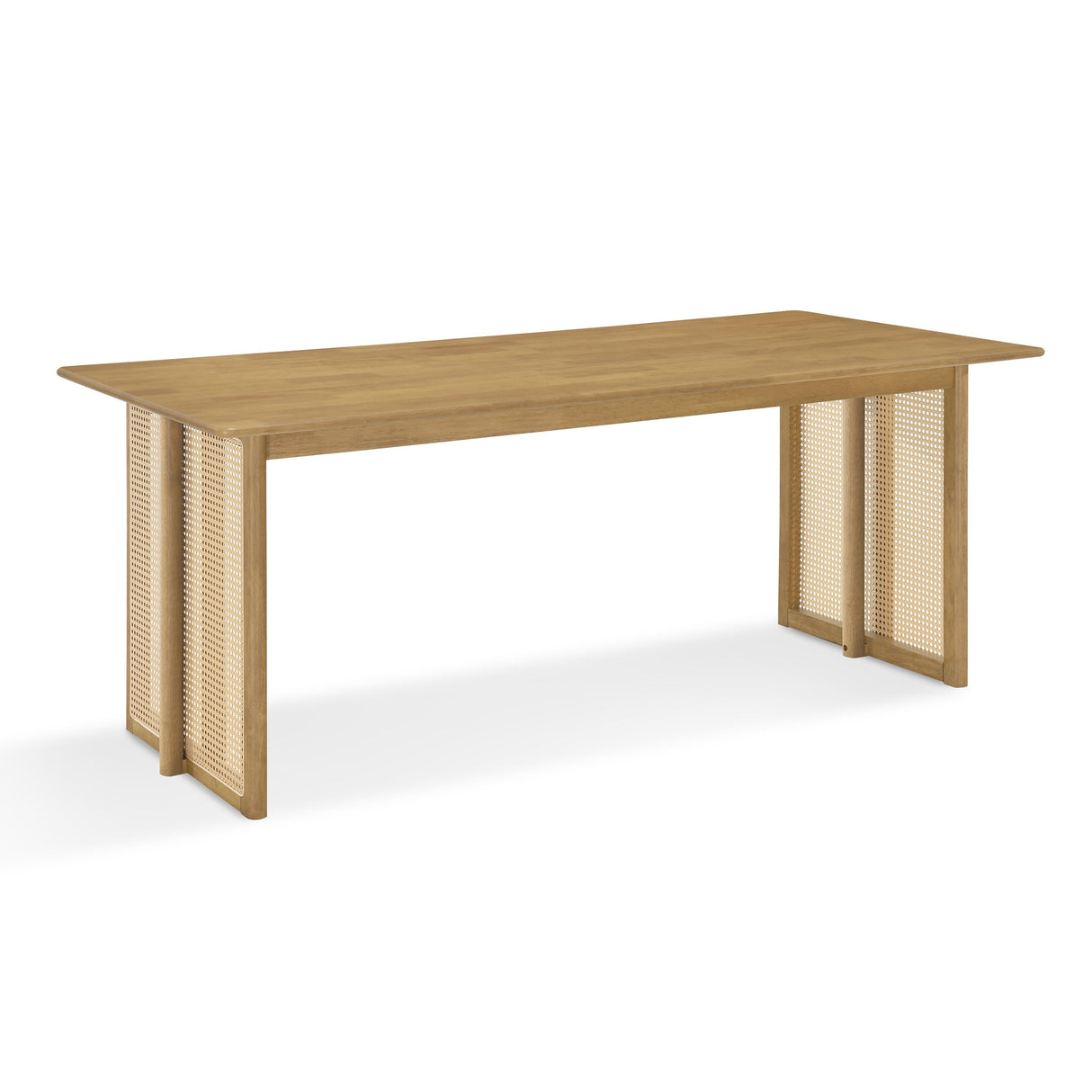 Natural Color Rubber Wood Dining Set with Plastic Rattan