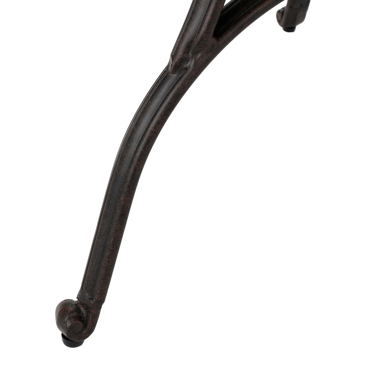 Outdoor cast aluminum circular dining table, bronze