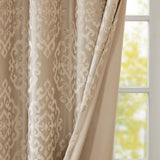 Knitted jacquard damask total blackout grommet top curtain panel pair(2 pcs window panels)