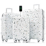 Luggage Set of 3, 20-inch with USB Port, Airline Certified Carry-on Luggage  , ABS+PC Hard Shell Luggage with Spinner Wheels,starry sky white