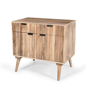 Stylish Style 2 Drawer 2 Door Cabinet, Mango Wood - Natural