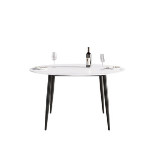 Modern Man-Made Stone Round Metal Dining Table-Position For 6 People