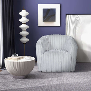 Modern Comfort Swivel Chair with Channel-Tufted Design - White or Gray